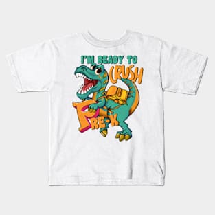 1st Day Of Kindergarten I_m Ready To Crush Dinosaur T Rex Kids T-Shirt